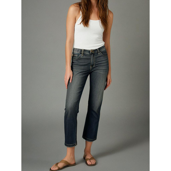 Lee Riders Women's Mid Rise Capri Stretch Denim Blue Dark Wash Size 28 - Picture 1 of 16